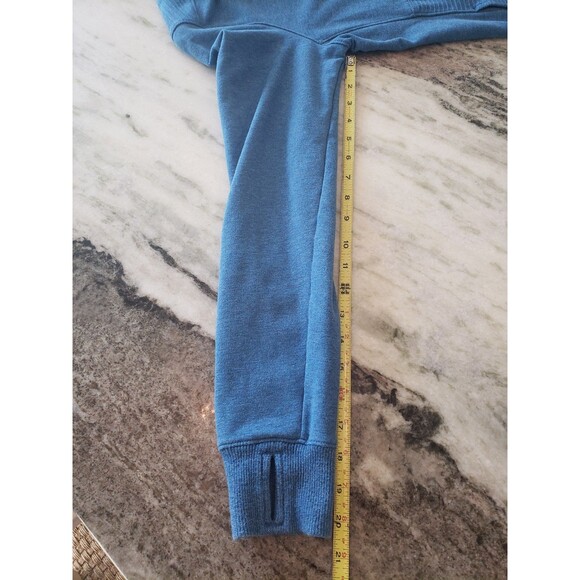 L.L. Bean Women's S Cozy Mixed-Knit Pullover Sweatshirt Blue Kang Pkt Thumb Cuff - Picture 12 of 13